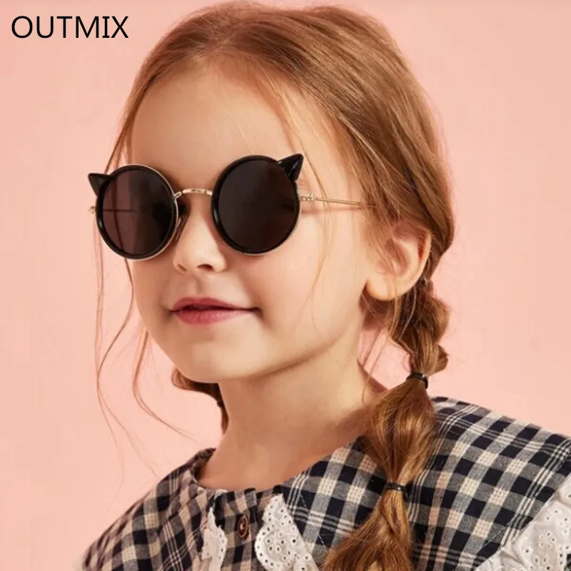 OUTMIX Cat Eye Kids Sunglasses Polarized Girls Children Pink Glasses For Boys Baby Cute Eyewear UV400 | Аксессуары для одежды