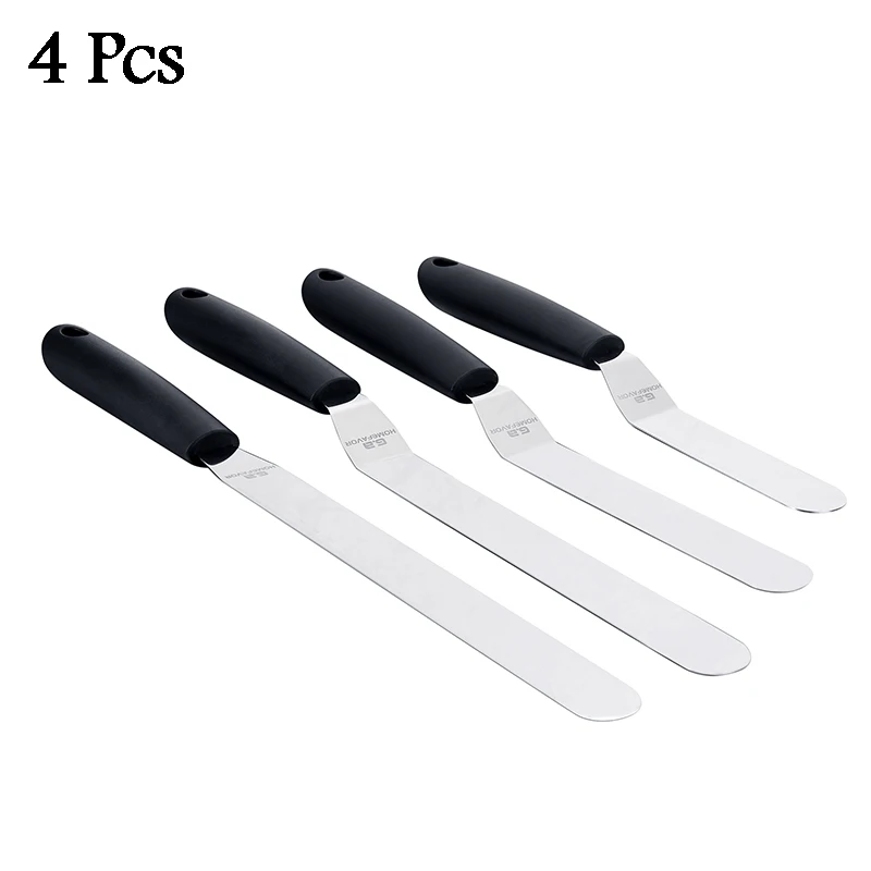 4 pcs KT085 Торт шпатель набор палеток Набор ножей угловой из нержавеющей стали глазурь шпатель офсетный резак украшения торта инструменты - Цвет: 4 pcs KT085