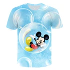 Летняя Детская футболка с коротким рукавом и мультяшным принтом Микки Мауса Для мальчиков и девочек
