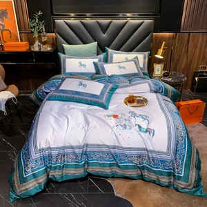 Комплект постельного белья из 4 предметов, из натурального хлопка, с цифровой печатью