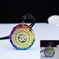 orgonite healing pendant sri yantra necklace meditation 7 chakra energy hinduism natural crystal quartz yoga meditation jewelry