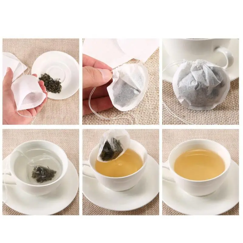 

100P Filter Paper Tea Bag Coffee Amp Herbs Tea Filter Bag Disposable Tea Infuser Drawstring Empty Bag Drawstring Sealed Filter