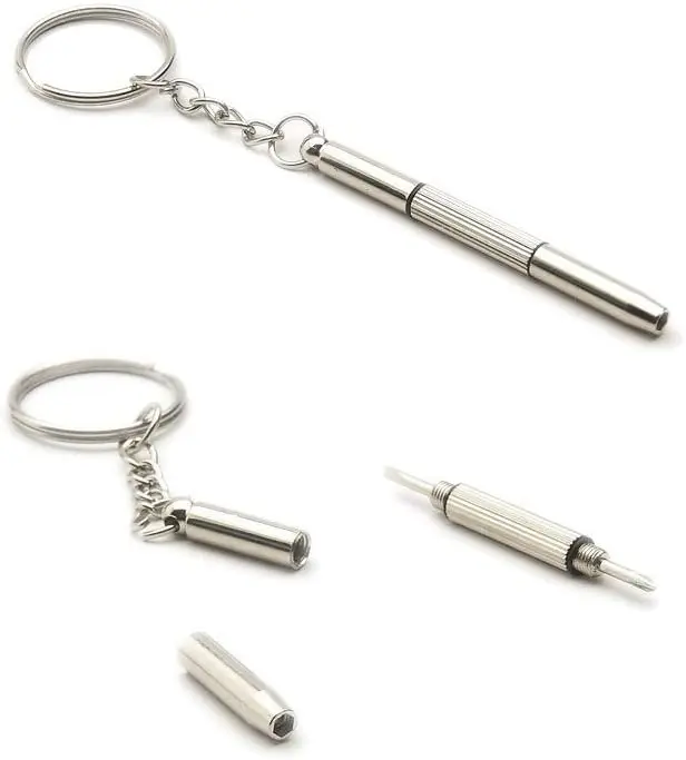 

Repair Tool 3 in 1 Mini Stainless Steel Screwdriver Keychain Repair kit for Eyeglass Frames Sunglasses Jewellery Watches Laptop