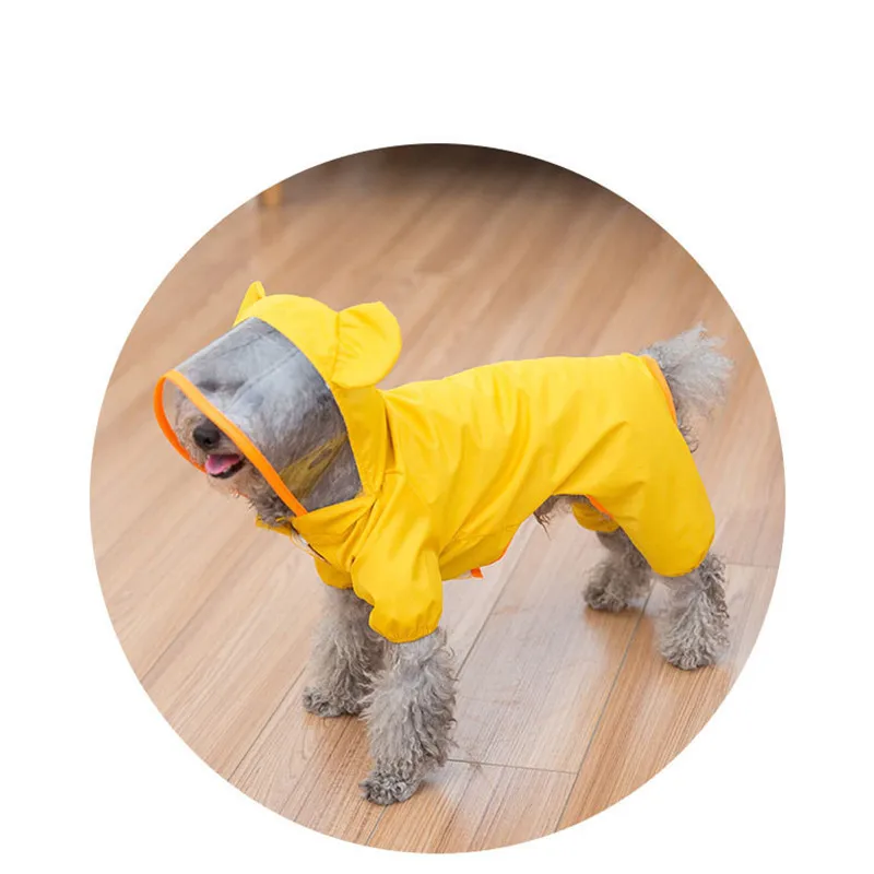

New Dog Raincoat All -Inclusive Cartoon Waterproof Teddy Four-Foot Poncho Pet Clothes Puppy Pet Supplies Polyester H00111