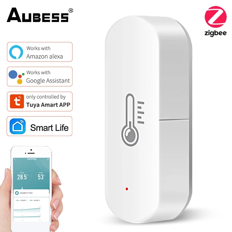 

ZigBee Temperature And Humidity Sensor Remote Monitor By Tuya Smart Life APP Battery Powered Work With ALexa Google Home