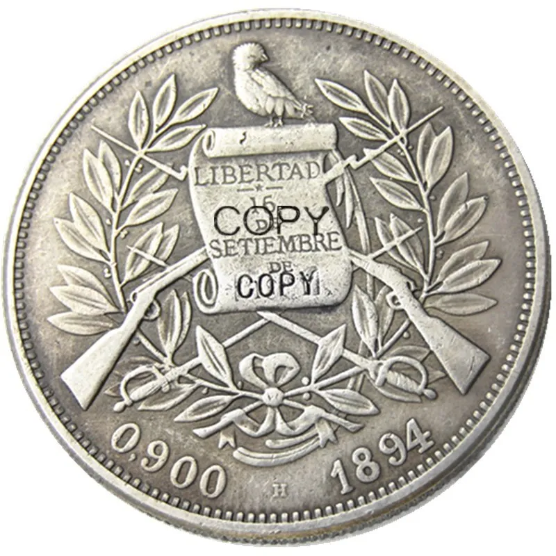 GUATEMALA 1894 1895 1896 1897 1 песо Посеребренная копия монет | Дом и сад