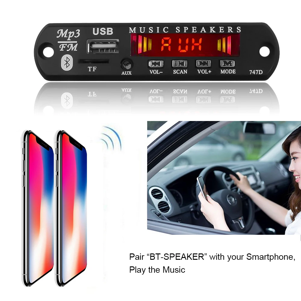 Автомобильный Bluetooth-приемник Kebidu 5 0 MP3 плеер декодер плата FM-радио TF USB 3 мм AUX аудио