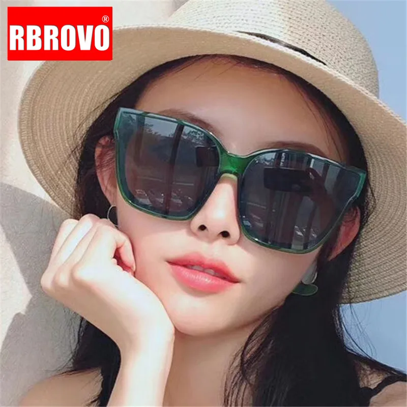 

RBROVO 2021 Vintage Candy Color Sunglasses Women Brand Designer Street Beat Glasses Large Frame Oculos De Sol Feminino UV400