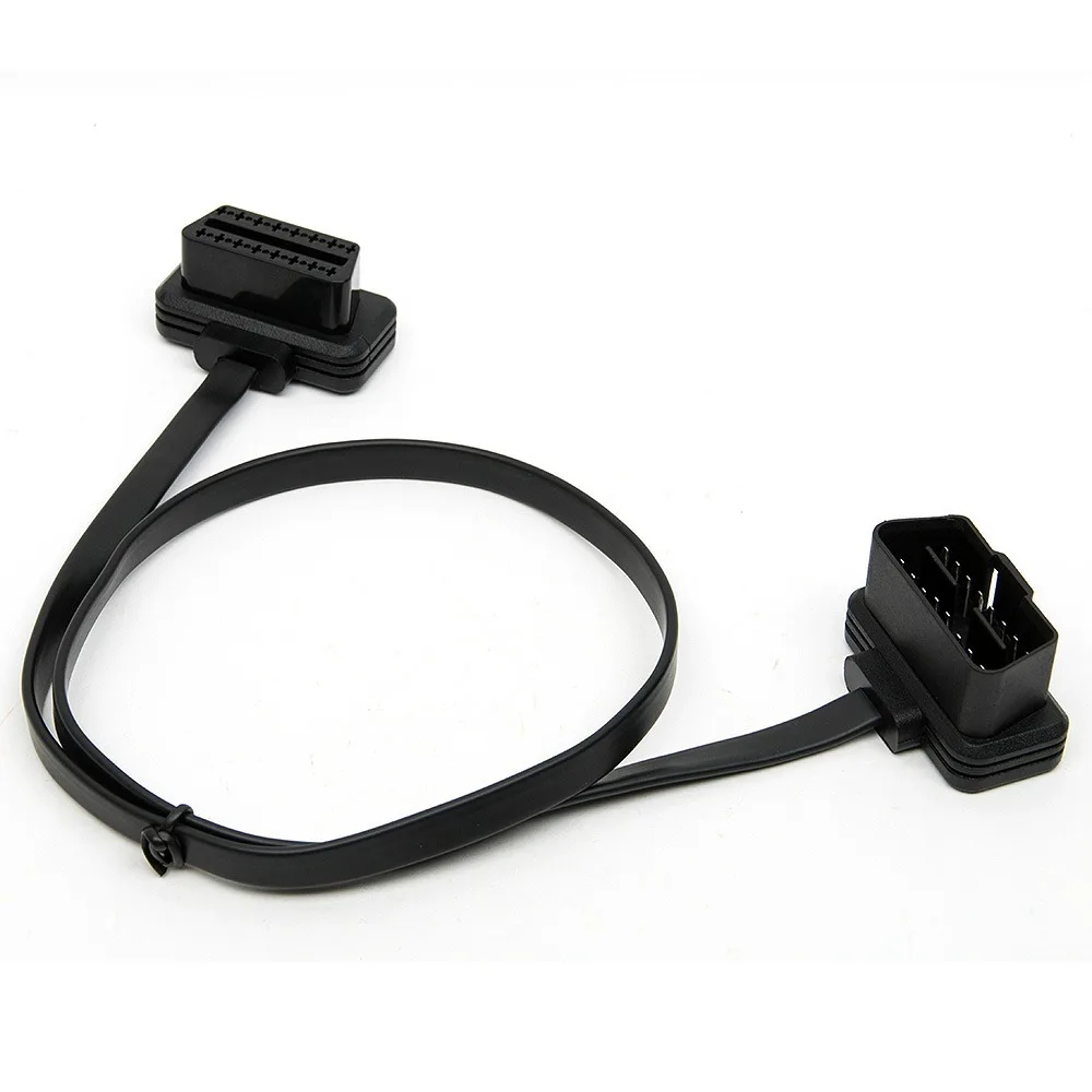 

60cm OBD2 Extend Cable for Flat Thin like Noodles obd 2 Male to Female 16pin elm327 Diagnostic Extension Cable Connector
