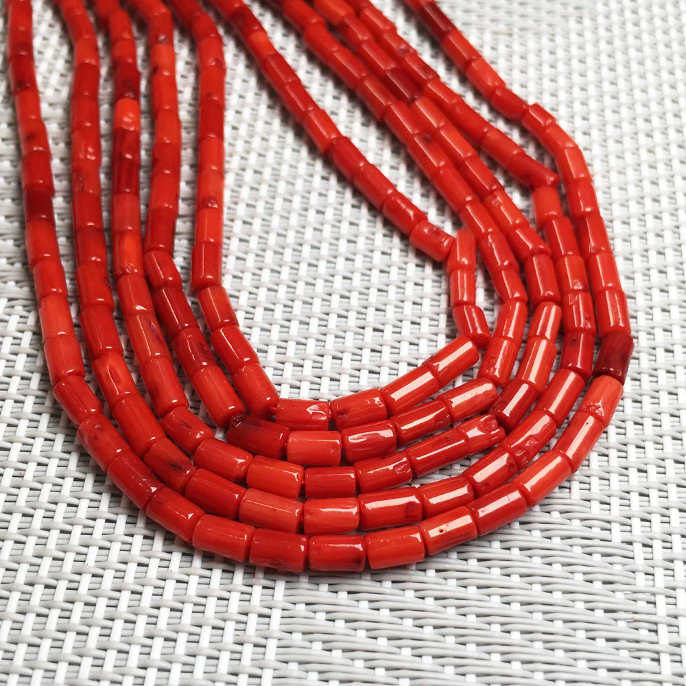 

Hot Sale Red Long Cylindrical Coral Beads Colorful DIY Necklace Bracelet Anklet Jewelry Accessories Making Beaded 3x5mm