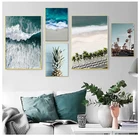 Скандинавская декоративная картина, настенный постер с принтом океана, волн, морского пляжа, пейзажа, Картина на холсте, декор для гостиной в скандинавском стиле