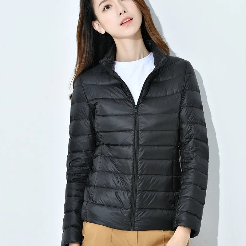 Тонкие и легкие Короткие пуховики парки для мужчин женщина 90 белая утка вниз