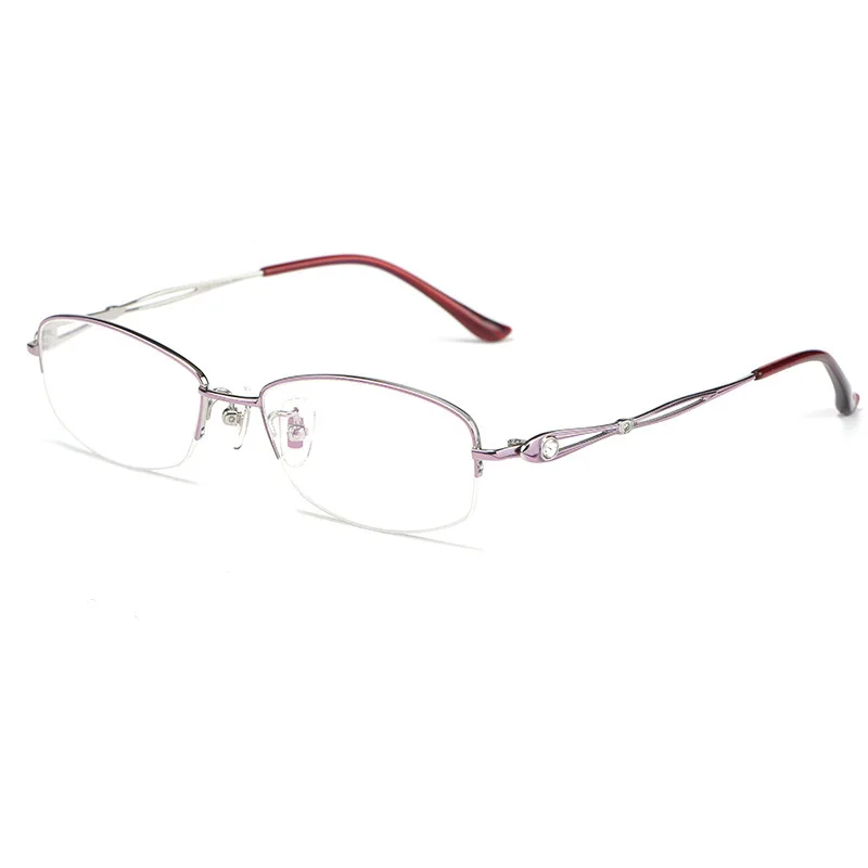 

2021 New Women's Glasses Myopia Reading Eyeglasses Titanium Blue Light Retro Small Prescription Computer Half-Rim Frame Oculos