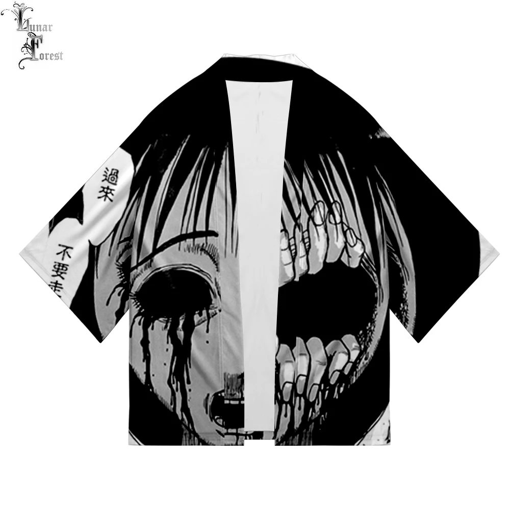 Junji Ito 3D печать Аниме японское кимоно хаори юката косплей для женщин/мужчин Модная Летняя Повседневная крутая уличная одежда с коротким рукавом