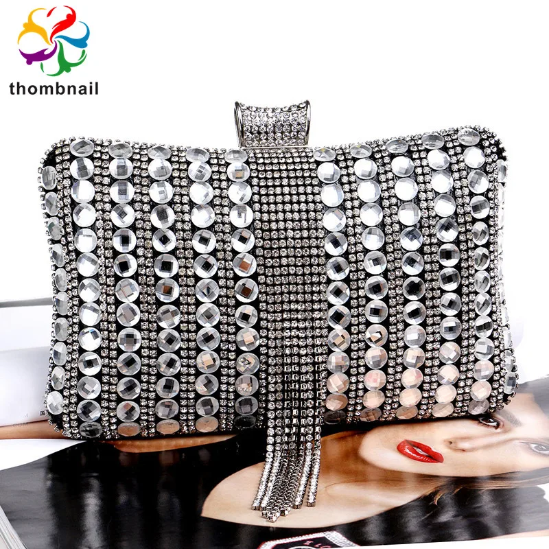 Женский черный роскошный вечерний клатч с бриллиантами новинка 2020 женские сумки