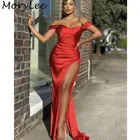 Платья для выпускного вечера красное шелковое атласное платье для выпускного вечера с разрезом по бокам и молнией сзади vestidos de fiesta de noche