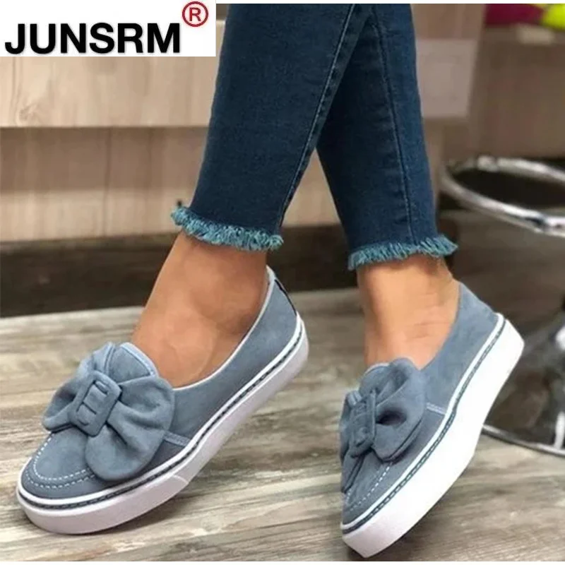 

Flats Women Flock Bowknot Loafers Ladies Slip on Walking Shoes Woman Sneakers Plus Size Casual Female New Fashion