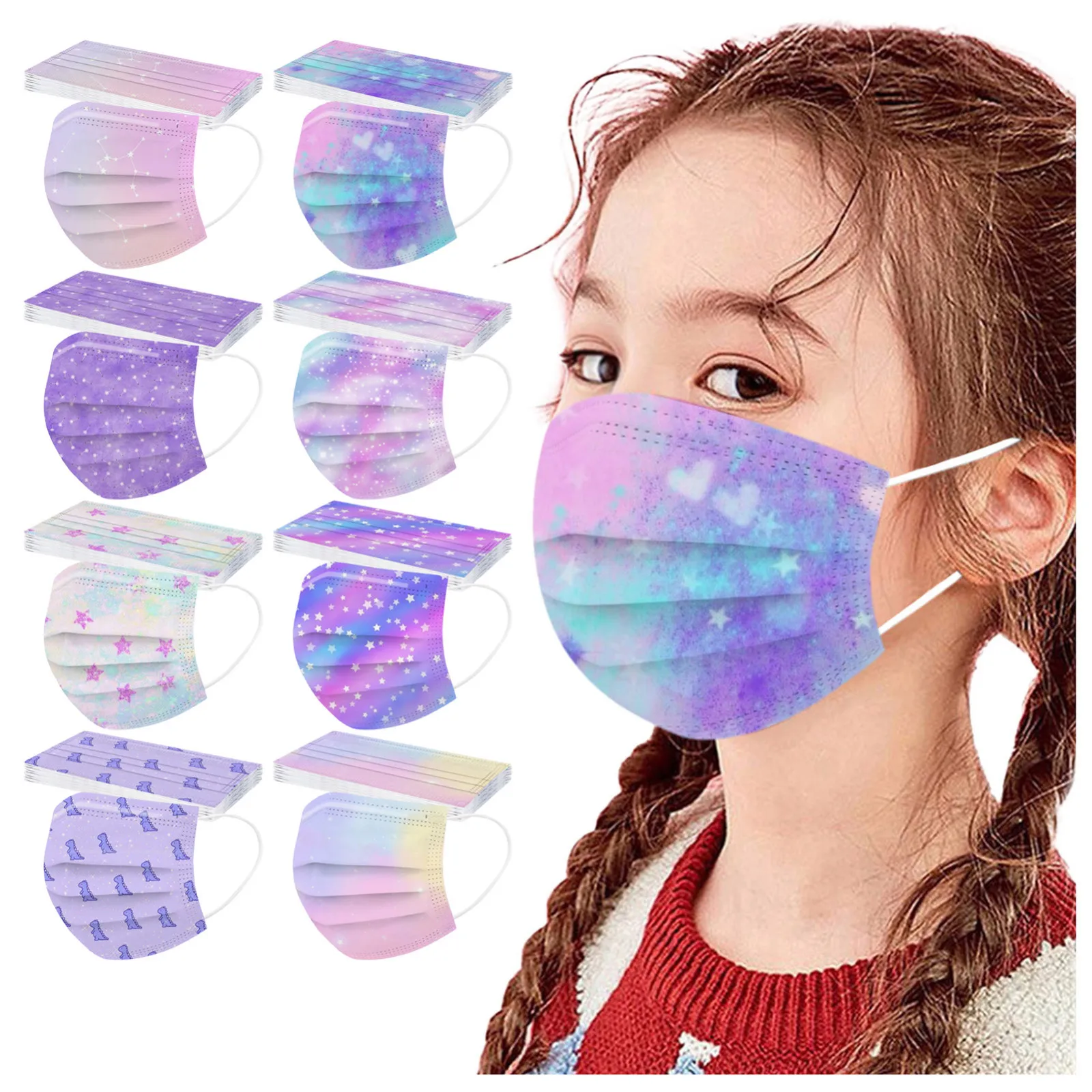10/20PCS Children Gradient Star Printed Three-Layer Outdoor Dust-Proof Disposable mascarilla Monder Scarf Halloween Cosplay MasK |