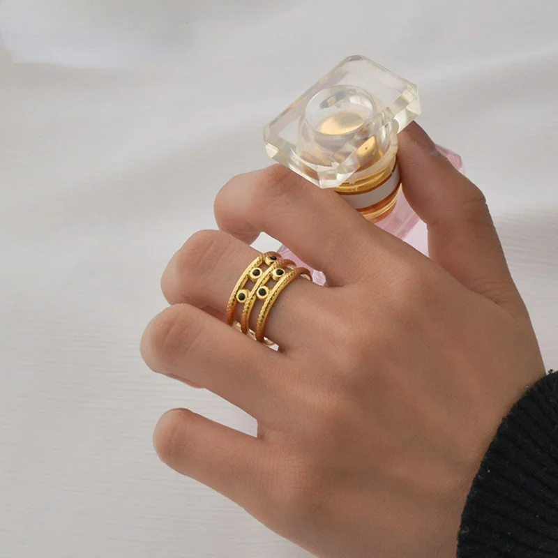 

Engraved Round Lady Open Ring Plated 14K Gold Titanium Steel Gold Plated Classic French Style Jewelry Party Jewelry
