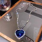 FYUAN ожерелья с синим сердцем и кристаллами для женщин Длинная цепочка ожерелья с подвесками эффектные ювелирные изделия