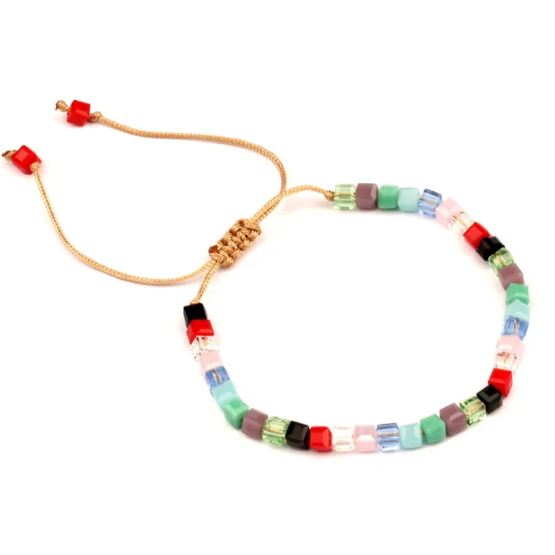 Женские браслеты из натуральных кристаллов простые плетеные с квадратными