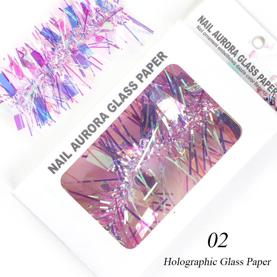 

Nail Art Cellophane Ins Hot Laser Colorful Nail Boxed Cellophane DIY Nail Art Decorations Stickers Nail Decor Charms Nails