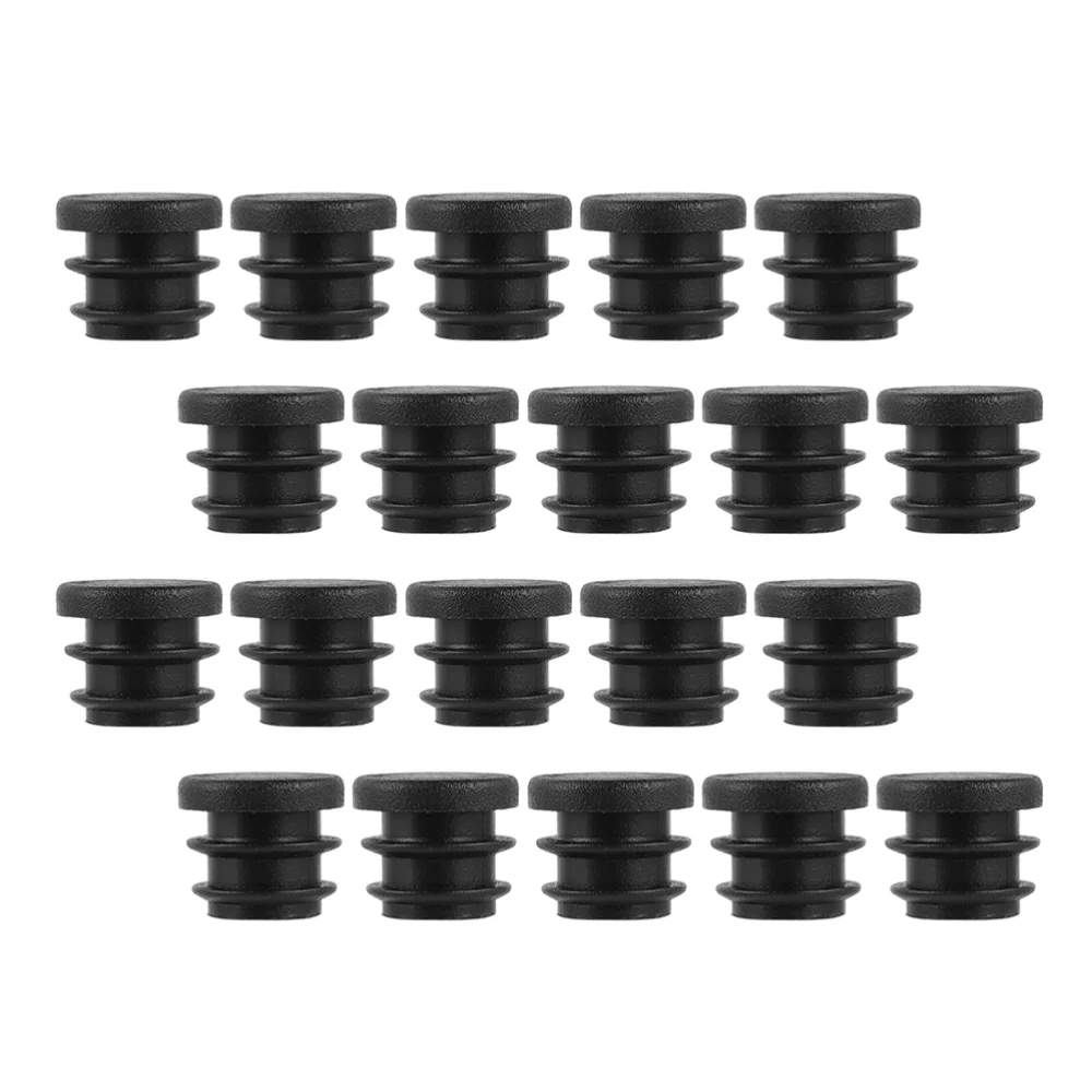 

1 Bag 100pcs Durable Threaded Round Plugs Tubing End Cap Plugs (Black)