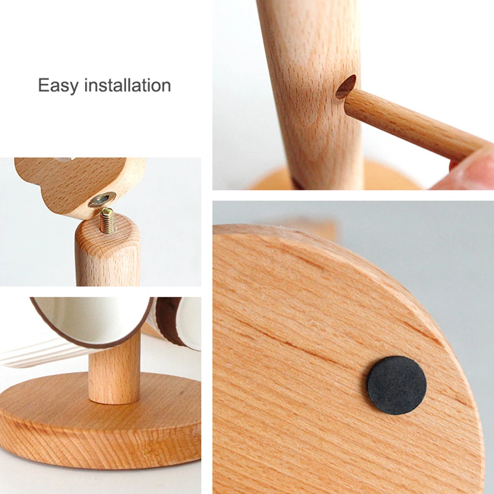 Дерево Форма 6 крючков деревянные чашки держатель стойки Кухня вина Стекло висит