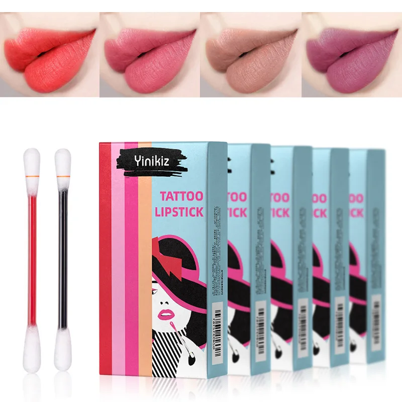 

Cotton Swab 4 Colors Velvet Matte Lipstick Lip Gloss Liquid Lipstick Waterproof Long Lasting Lip Stick Makeup Sexy Lip