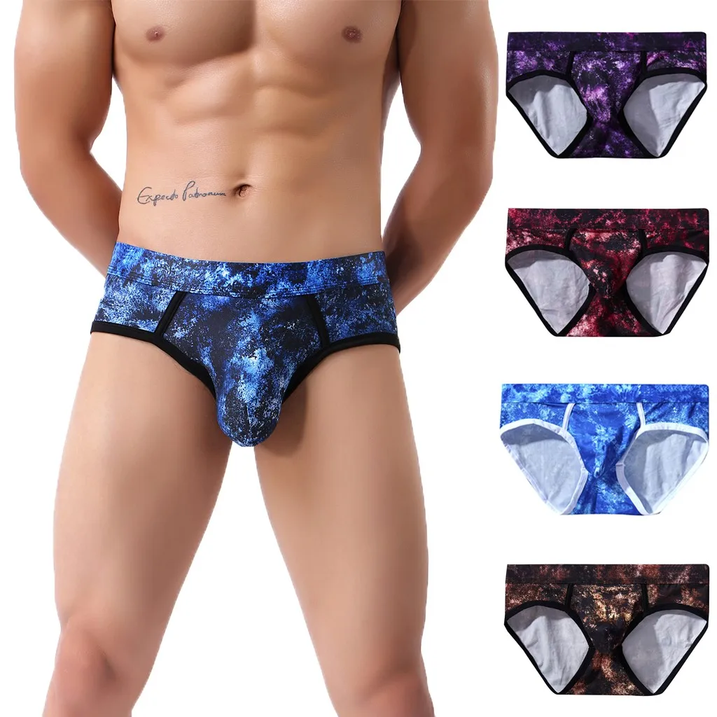 Мужское нижнее белье с принтом мягкие дышащие трусики короткие сексуальные