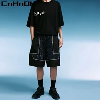 CnHnOH Black And White Spot Stitching Shorts Casual Trendy Brand Sports Pants Five-Point Pants Pants Summer Trend 9712
