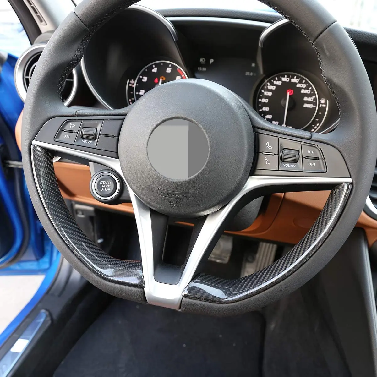 

Carbon Fiber Steering Wheel Decoration Frame Strip Cover Trim For Alfa Romeo Giulia Stelvio 2017 2018 2019