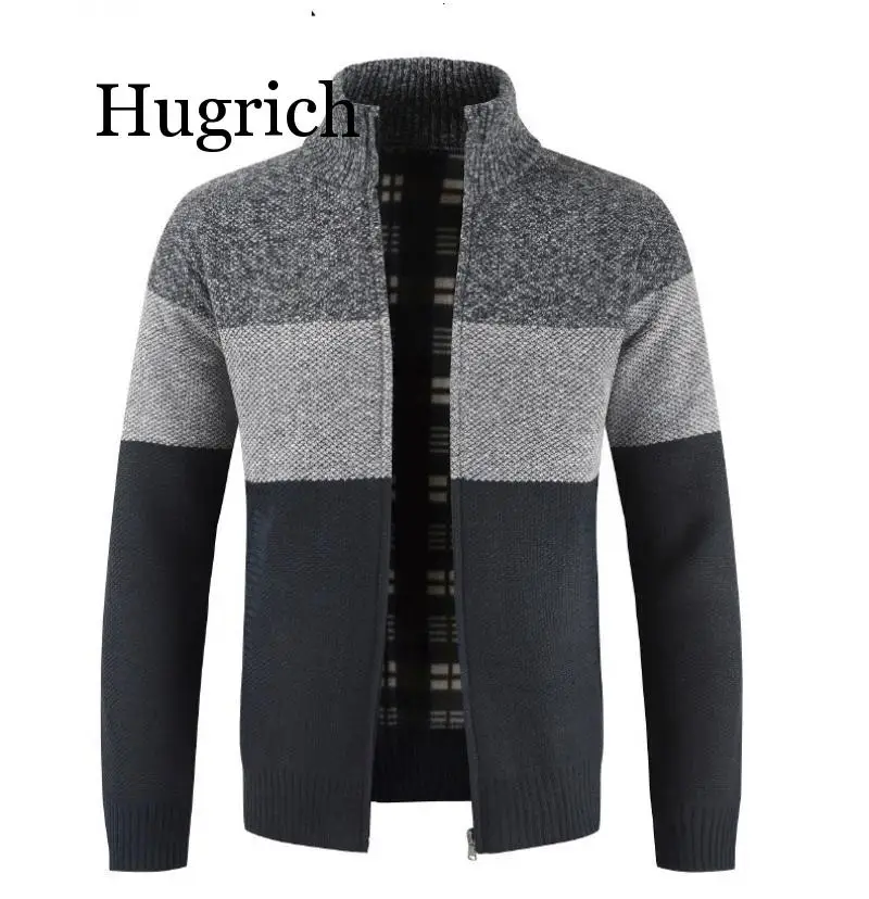 Мужской вязаный кардиган в полоску Повседневный шерстяной джемпер с карманами