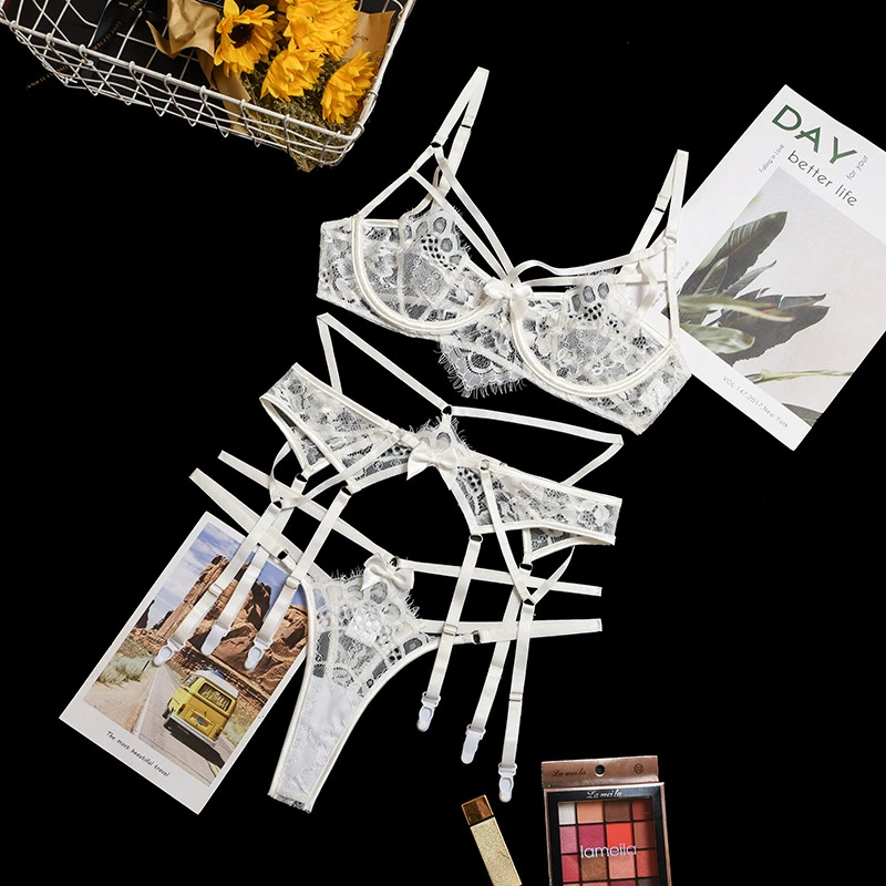 Женское Кружевное боди с цветочной вышивкой сексуальное глубоким V образным