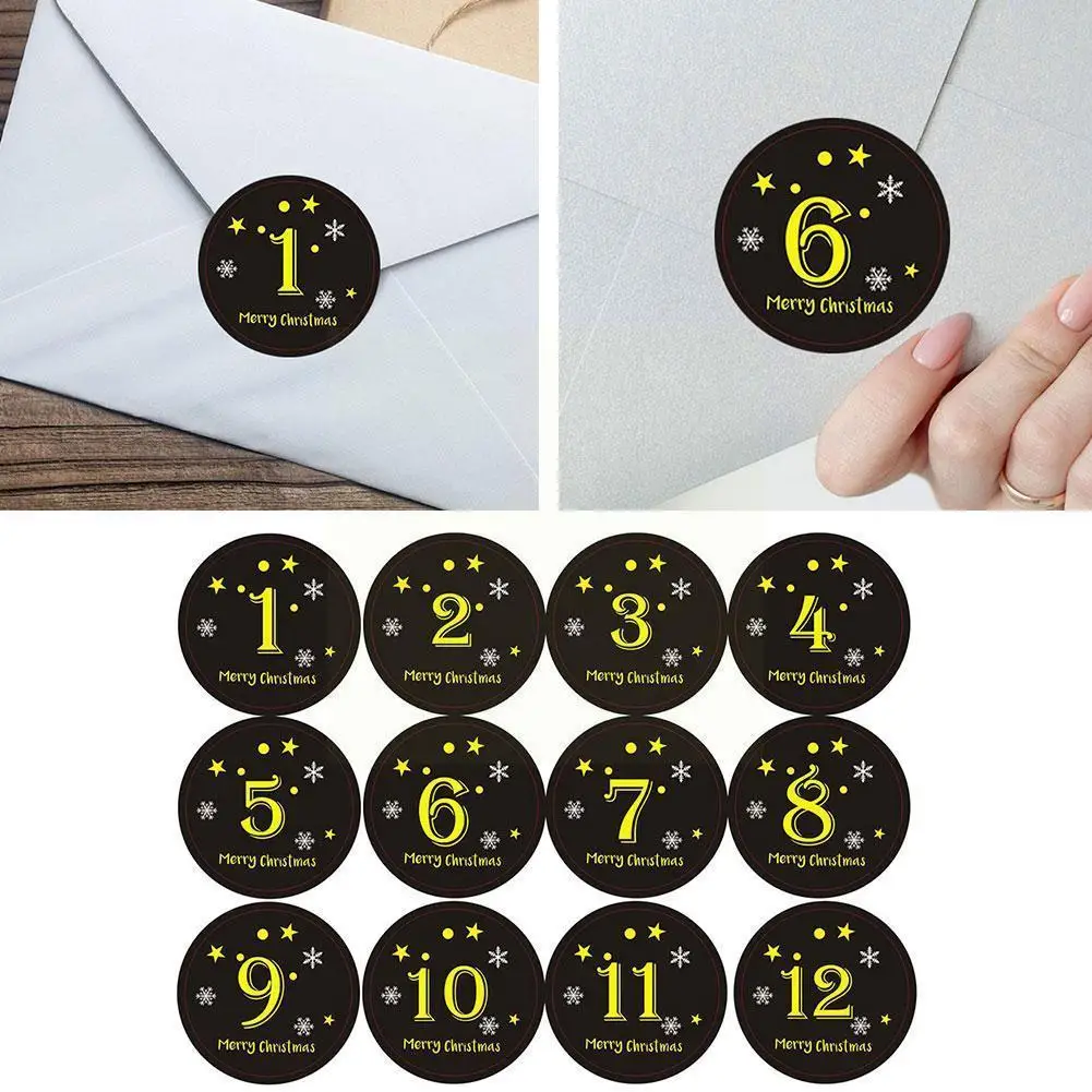 

Christmas Countdown Number Sticker Round Digital Pvc Packaging Sealing Stationery Gift Sticker Xmas Stickers Labels Sticker R8k1