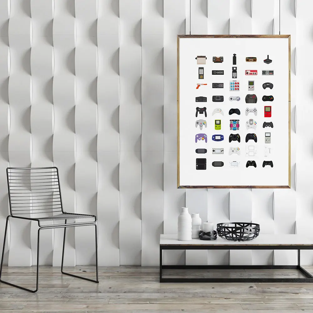 Ретро игры контроллеры холст стены Искусство Печать нордический плакат