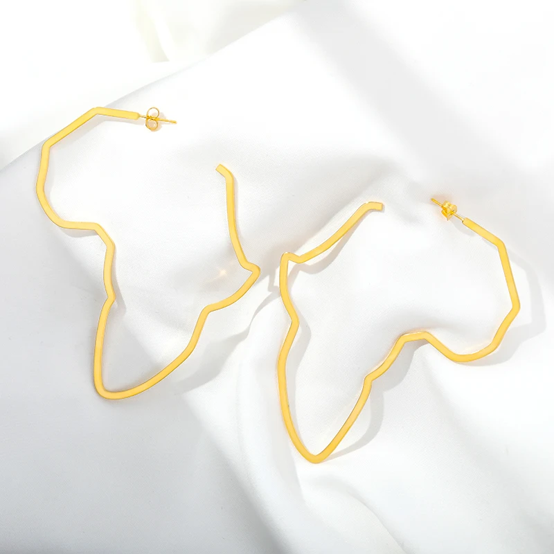 Серьги-кольца в виде Африканской карты ювелирные изделия нигерийском стиле из