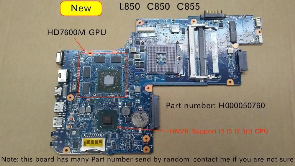 Оригинальная материнская плата H000050760 для ноутбука Toshiba L850 C850 C855|Материнские