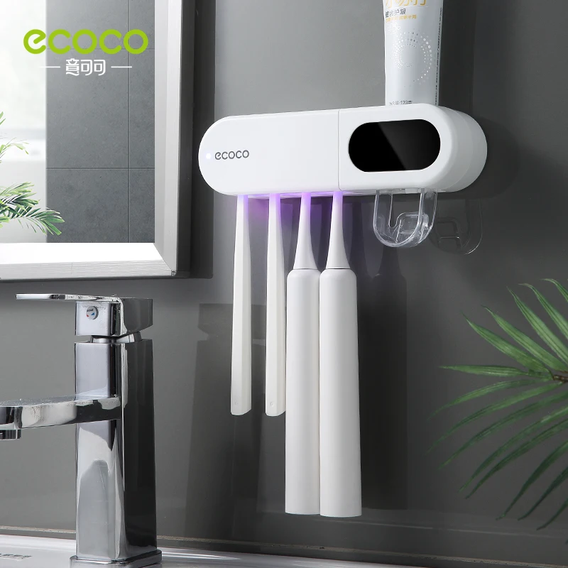 ECOCO Toothbrush Sterilizer Automatic induction UV Rechargeable Drying Wall-mounted Tooth Brush Holder Bathroom Accessories | Дом и сад