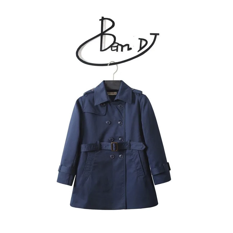 Тренчкоты для маленьких девочек двубортная куртка брендовые топы Детская