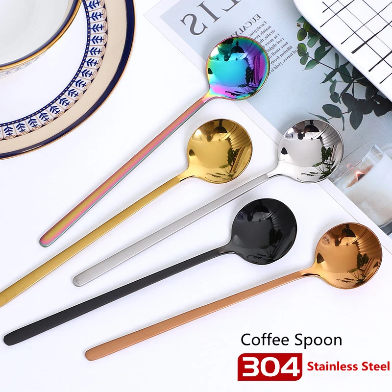 

Tea Coffee Spoon 15cm 304 Stainless Steel Small Round Mirror Spoon for Home Kitchen Office Hotel Restaurant Sugar Cake Dessert