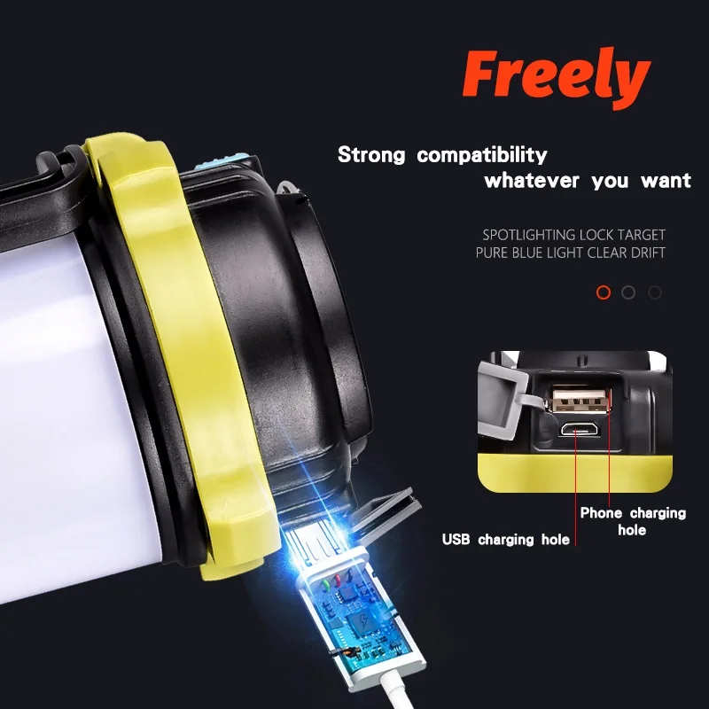 

Camp Lamp LED Camping Light USB Rechargeable Flashlight Dimmable Spotlight Work Light Waterproof Searchlight Emergency Torch