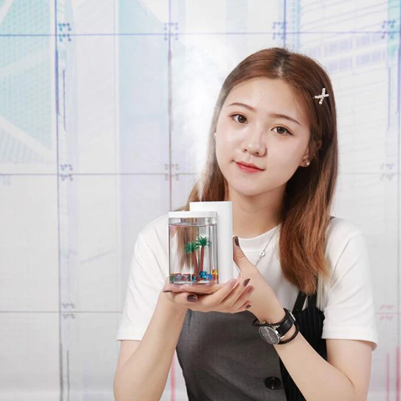 

USB Ultrasonic Humidifier Mini Aroma Diffuser LED Night Light Aromatherapy Mist Maker Creative Humidifie for Home(Pink)