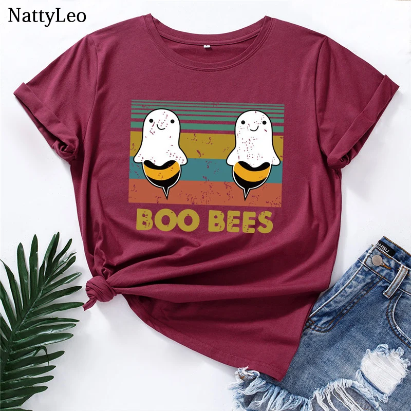 2020 размера плюс для женщин футболка с милым рисунком надписью BOO принтом пчелы