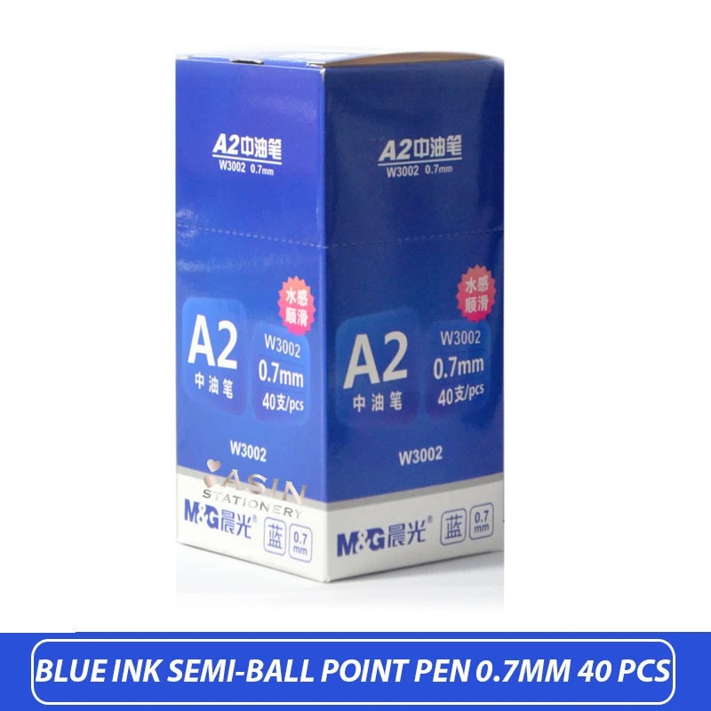40pcs blue M&G, 40 шт., 0,7 мм, черная шариковая масляная ручка, пластиковая гелевая нейтральная многофункциональная шариковая ручка для школы, канцелярские принадлежности - Цвет: 40pcs blue