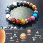 Браслет из бисера с планетами, 2019, мужской браслет на солнечной батарее с картой из природных чакр, каменная Вселенная, Йога, чакра, ювелирные изделия для мужчин и женщин, 810 мм