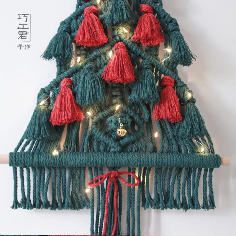 

Nordic Christmas Tree Tapestry Hand Woven Cotton Rope Art Tapestry Gifts Children Room Ornaments Tapiz Home Decoration DF50GT