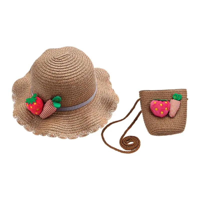 Летняя соломенная плетеная Солнцезащитная шляпа для маленьких девочек с