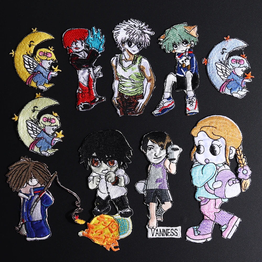 

Cartoon Japan Anime Embroidered Patches Kawaii Boy Girl Appliques Iron On Funny Moon Story Striped Clothes Apparel Decor
