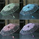 Милый Прозрачный Зонтик Вишневый гриб Аполлон Сакура, складной в 3 сложения зонтик, Прямая доставка, L * 5